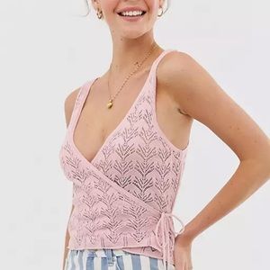 ASOS design crochet wrap sweater vest - pink